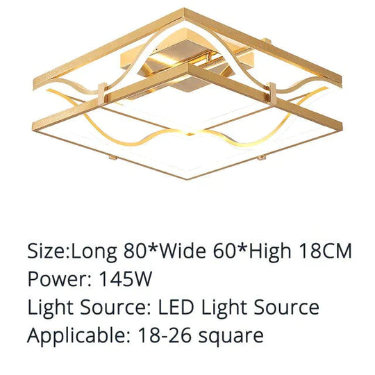 Led Ceiling Lights Gold Body Round/Square For Bedroom Support Remote Control Led Lamps
