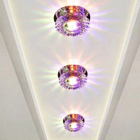 Modern Led Chip Crystal Aisle Lamp Solid Stainless Steel Base Surface Mounted Ceiling For Living