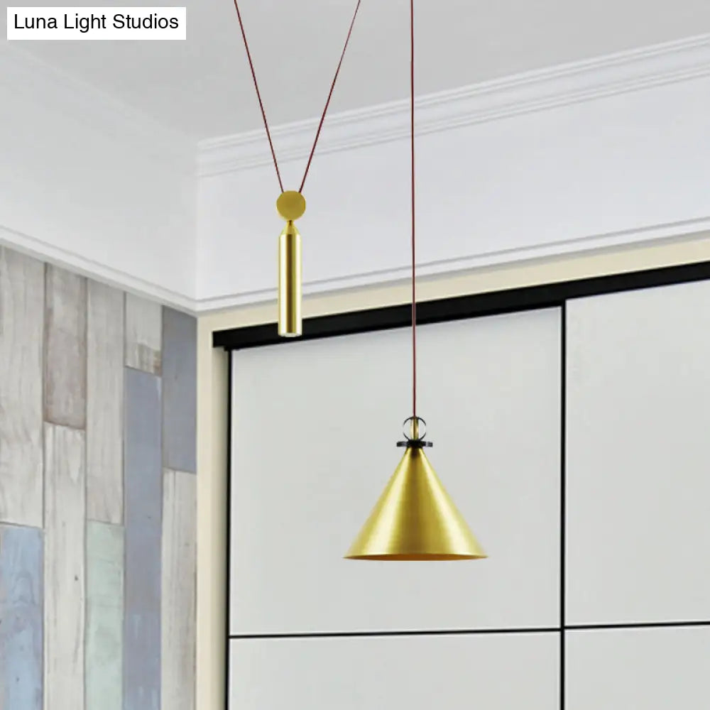 Pulley Pendant Lamp With Adjustable Height Modern Single Light Hanging Fixture For Kitchen Hallway