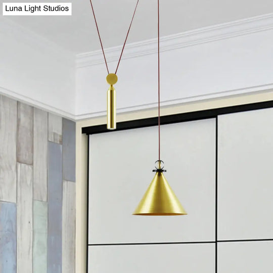 Pulley Pendant Lamp With Adjustable Height Modern Single Light Hanging Fixture For Kitchen Hallway