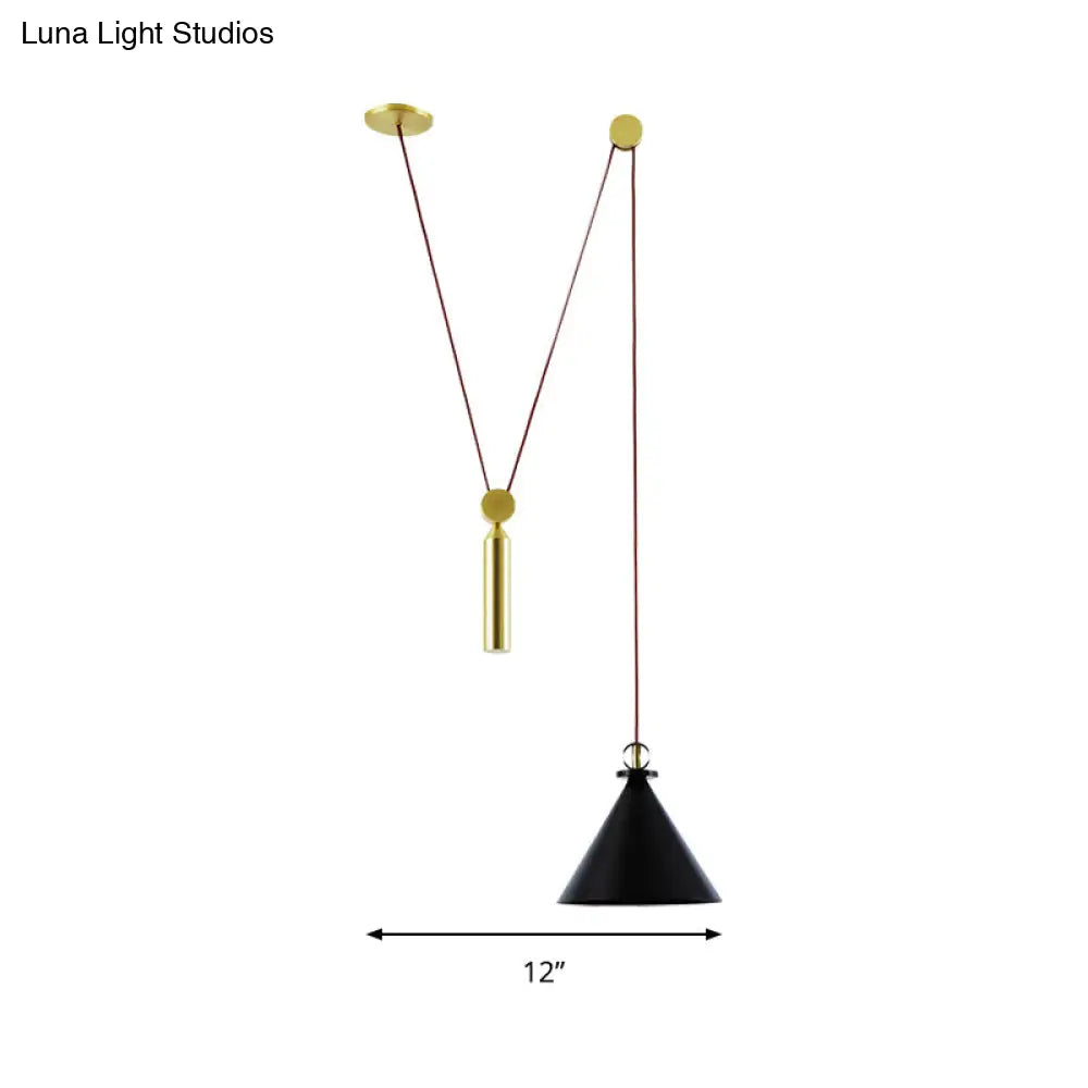 Pulley Pendant Lamp With Adjustable Height Modern Single Light Hanging Fixture For Kitchen Hallway