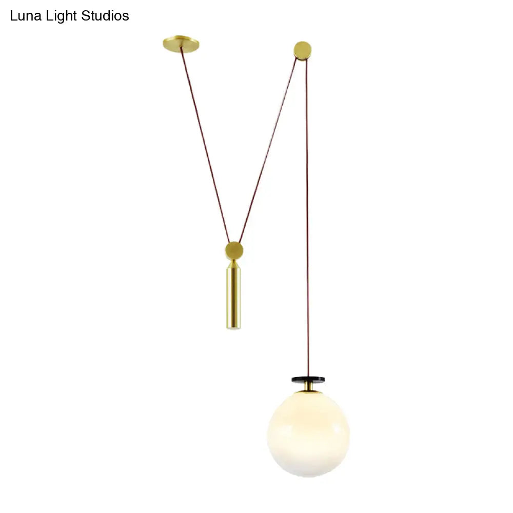 Pulley Pendant Lamp With Adjustable Height Modern Single Light Hanging Fixture For Kitchen Hallway