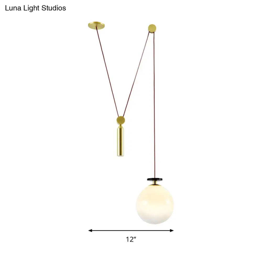 Pulley Pendant Lamp With Adjustable Height Modern Single Light Hanging Fixture For Kitchen Hallway