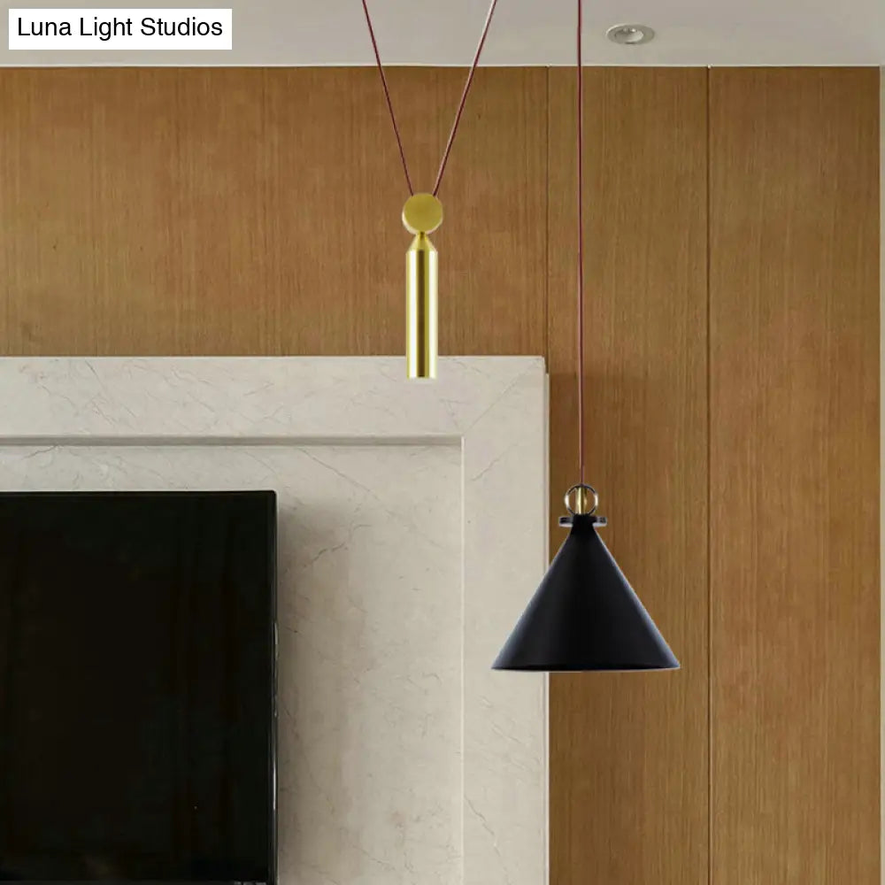 Pulley Pendant Lamp With Adjustable Height Modern Single Light Hanging Fixture For Kitchen Hallway