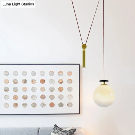 Pulley Pendant Lamp With Adjustable Height Modern Single Light Hanging Fixture For Kitchen Hallway