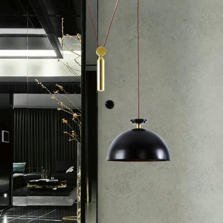 Pulley Pendant Lamp With Adjustable Height Modern Single Light Hanging Fixture For Kitchen Hallway