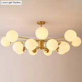 Radial Chandelier Pendant Light In Antiqued Brass - Contemporary Glass Design For Living Room