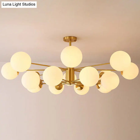 Radial Chandelier Pendant Light In Antiqued Brass - Contemporary Glass Design For Living Room