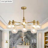 Radial Clear Glass Gold Chandelier Light Fixture - Postmodern Hanging With 8/12 Lights