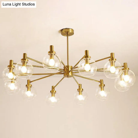Radial Clear Glass Gold Chandelier Light Fixture - Postmodern Hanging With 8/12 Lights