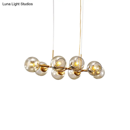 Radial Glass Chandelier - Modern Black/Gold Suspension Lamp (8/12 Lights)
