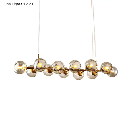 Radial Glass Chandelier - Modern Black/Gold Suspension Lamp (8/12 Lights)