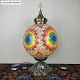 Raelynn - Vintage Sphere Nightstand Lighting 1-Light Hand Rolled Art Glass Night Table Light For