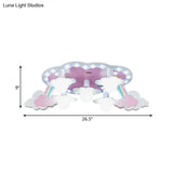 Rainbow Girl’s Wood Ceiling Lamp: Pink 5 - Light Cartoon Flush Mount With Open Bulb Design