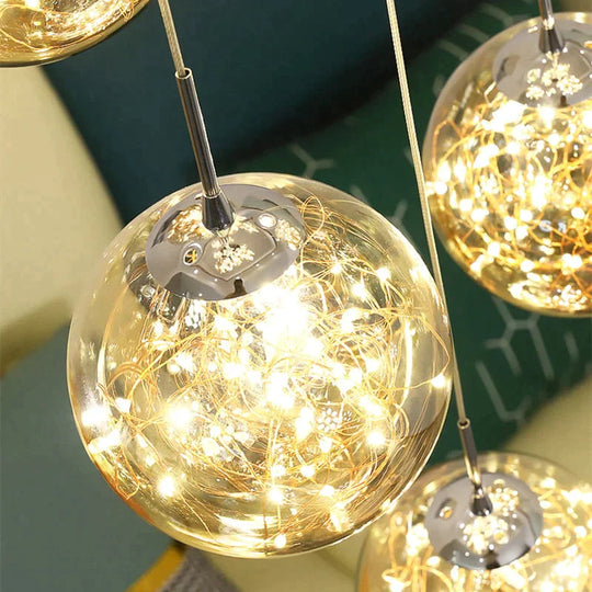 Raloo - Modern Led Glass Ball Chandelier Pendant Lighting