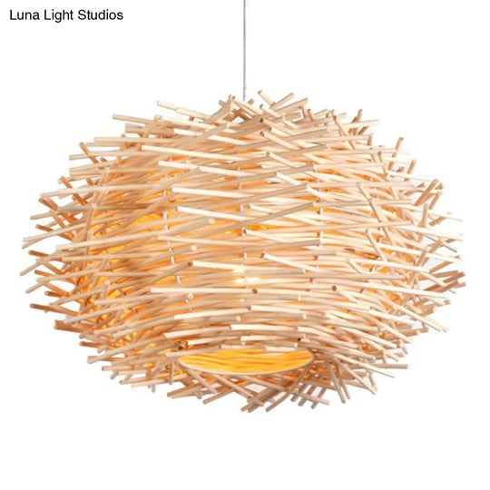 Rattan Decorative Pendant Lamp: Modern Indoor Lighting Fixture Beige / 12