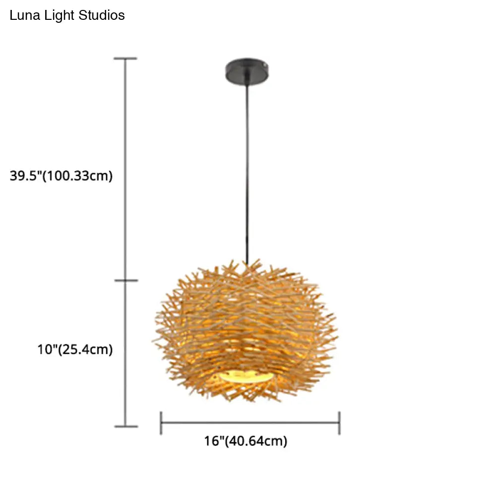 Rattan Decorative Pendant Lamp: Modern Indoor Lighting Fixture Beige