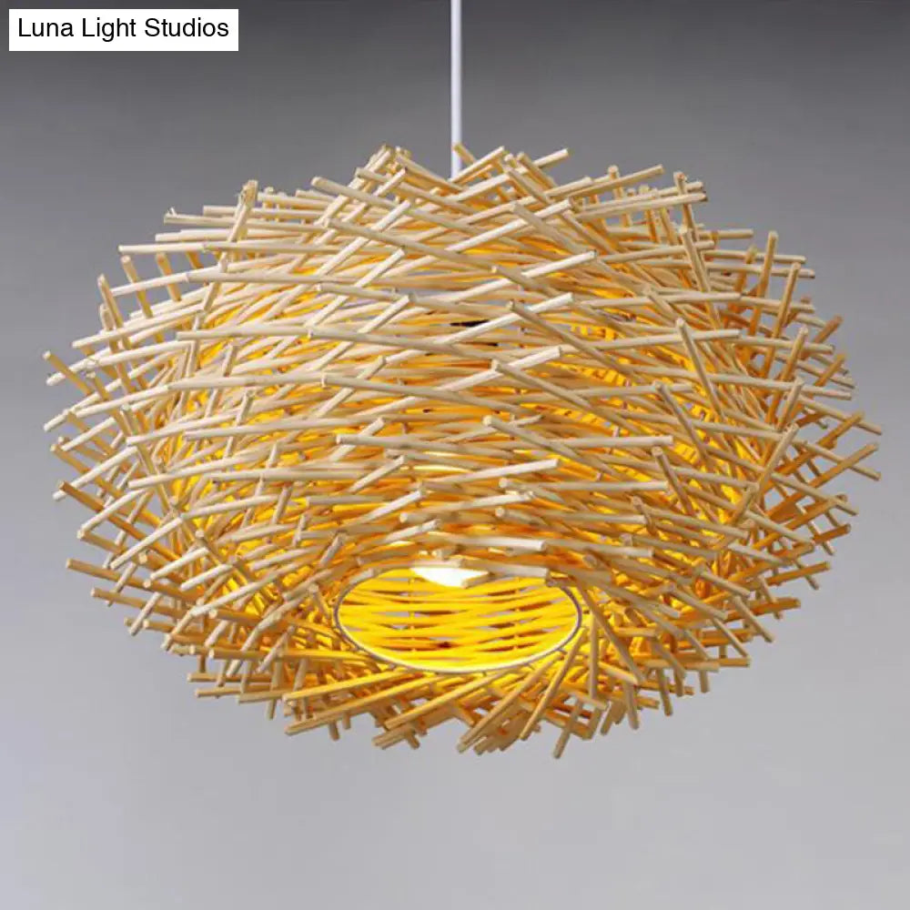 Rattan Decorative Pendant Lamp: Modern Indoor Lighting Fixture Beige