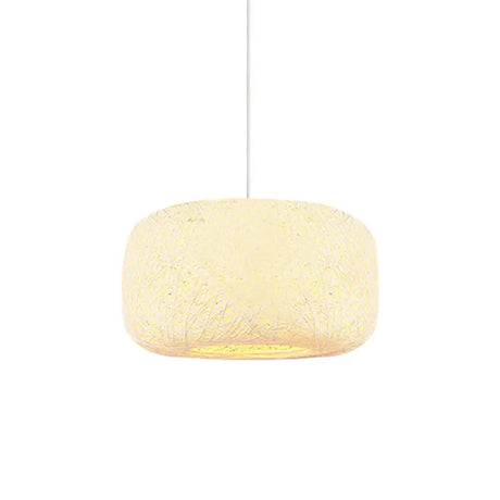 Rattan Weave Macaron Pendant Light: Red/Pink/Orange Drum Drop 1-Light Suspension For Bistro White