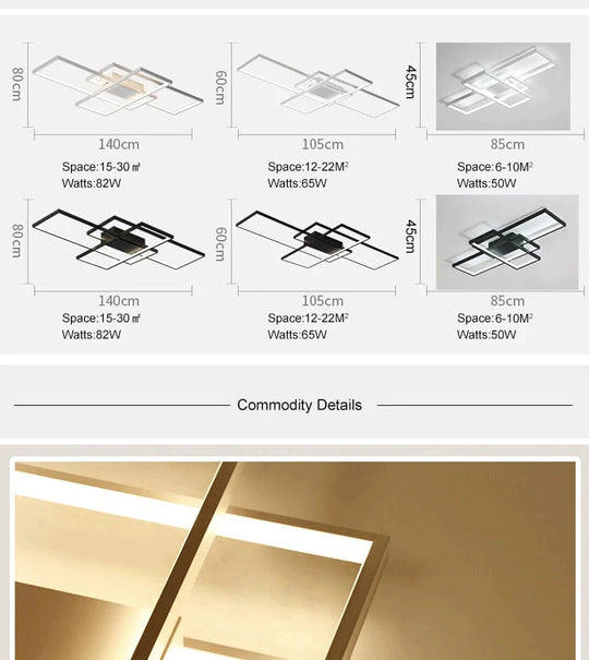 Plafonniers modernes en aluminium du rectangle LED pour la chambre à coucher de salon