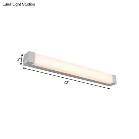 Rectangle Bathroom Wall Mount Light Aluminum Led Nordic Vanity Lamp With Acrylic Shade In White