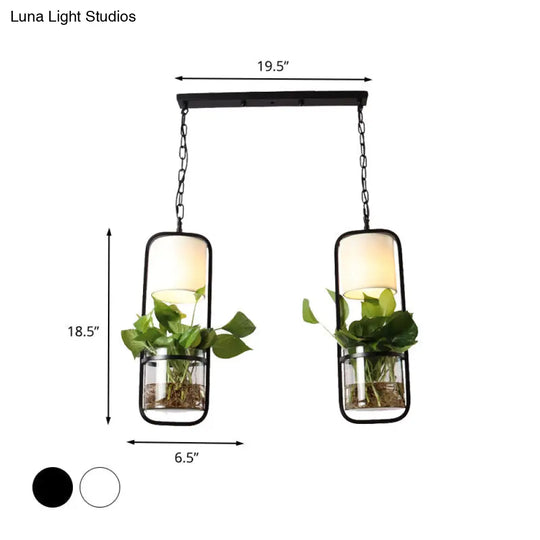Industrial Metal Pendant Light With Clustered Rectangle Design For Dining Room - Black/White Tone