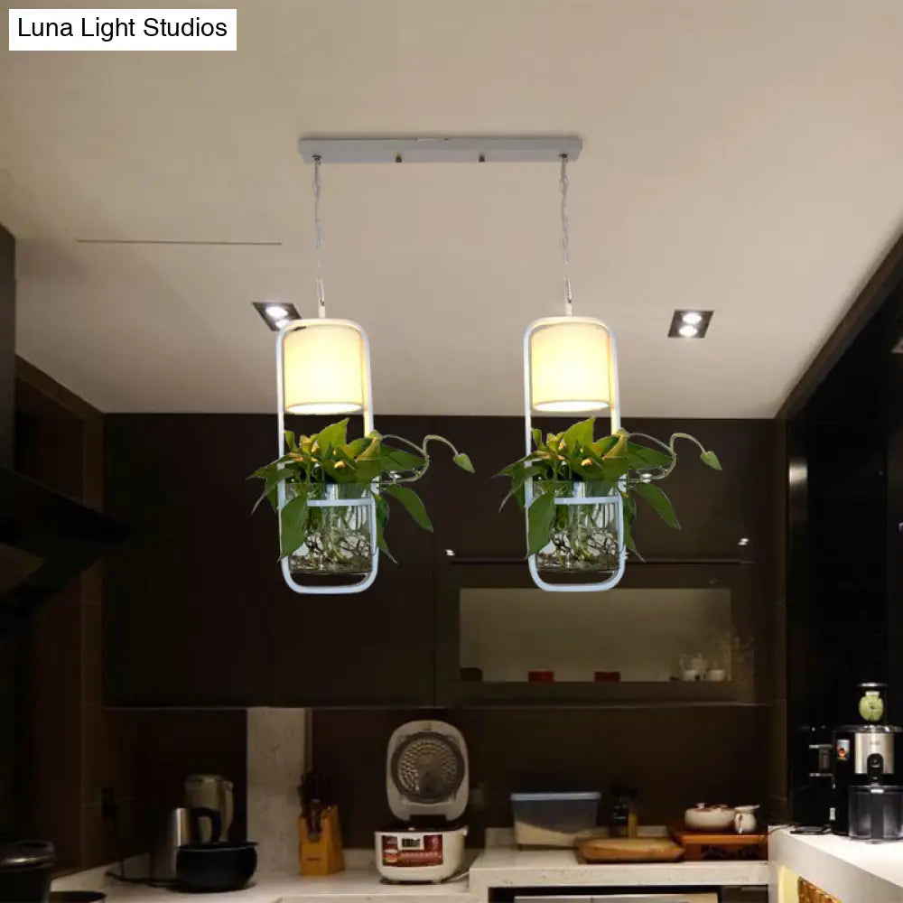 Industrial Metal Pendant Light With Clustered Rectangle Design For Dining Room - Black/White Tone