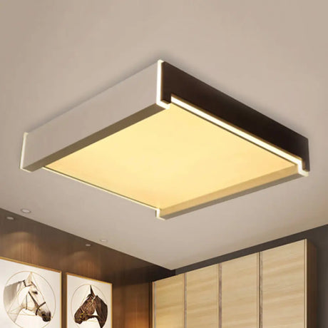 Rectangular Acrylic Led Flush Light - Modern 19.5’/27’/29.5’ Wide White Ceiling Fixture With