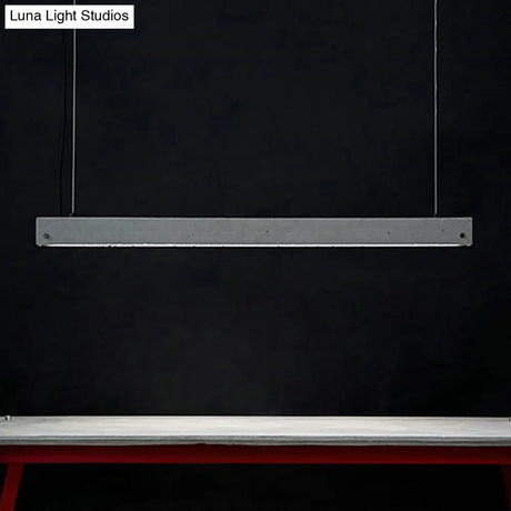 Rectangular Led Pendant Light - Cement Grey Island Hanging For Dining Room Simplicity In Design