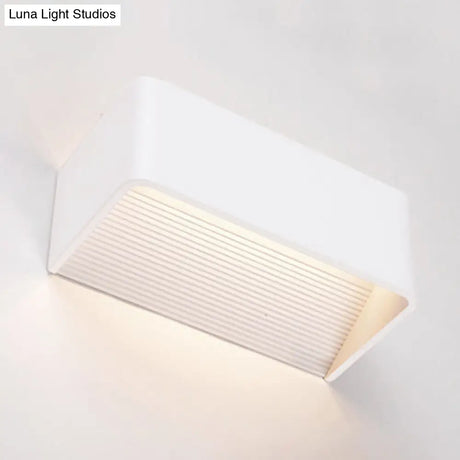 Rectangular Metal Wall Mounted Lamp - Modernist 8/12 Wide Led Up & Down Lighting In Gold/Black/White