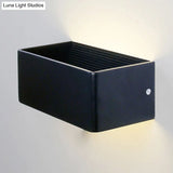 Rectangular Metal Wall Mounted Lamp - Modernist 8/12 Wide Led Up & Down Lighting In Gold/Black/White