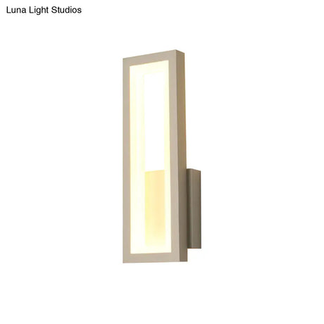 Rectangular Minimalist Led Metallic Wall Sconce Lamp In White/Black/Gold - White/Warm Light
