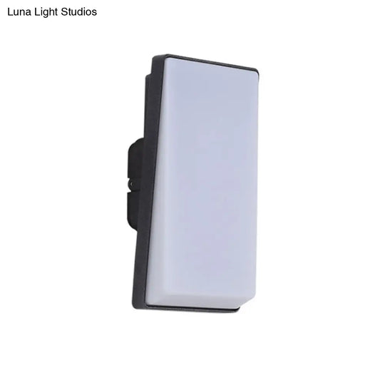 Rectangular Minimalistic Led Wall Sconce With Acrylic Shade Metallic Balcony Lighting (Black)