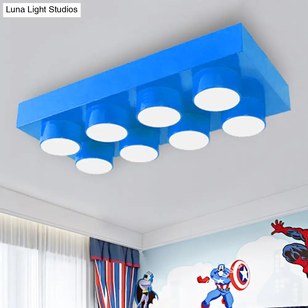 Rectangular Multi-Head Metal Ceiling Lamp For Modern Kitchen Flush Mount