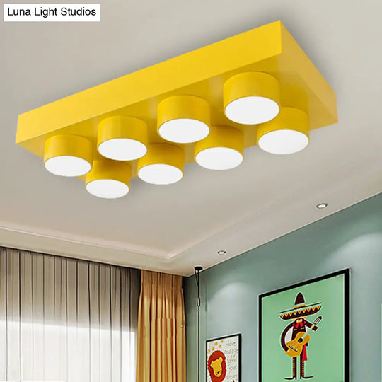 Rectangular Multi-Head Metal Ceiling Lamp For Modern Kitchen Flush Mount