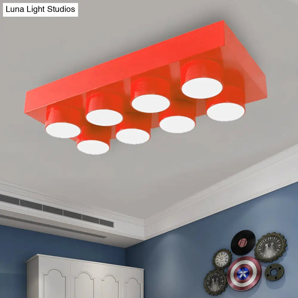 Rectangular Multi-Head Metal Ceiling Lamp For Modern Kitchen Flush Mount