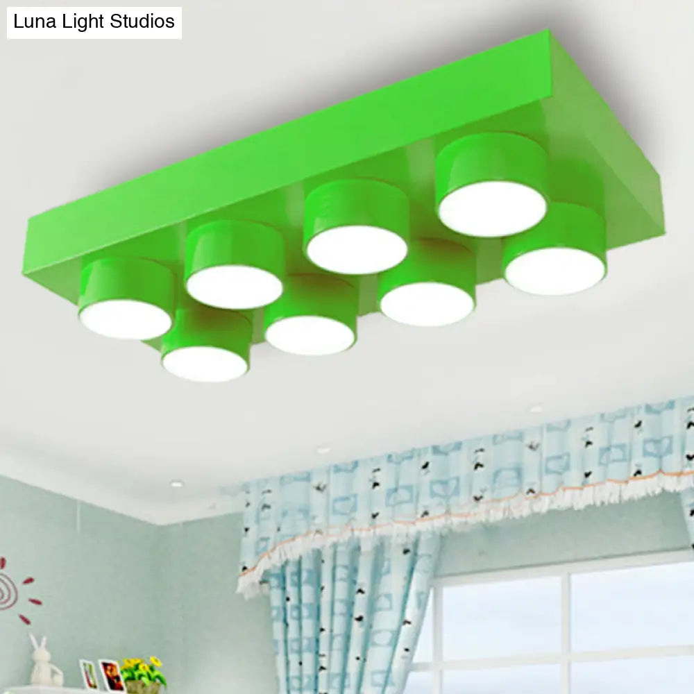 Rectangular Multi-Head Metal Ceiling Lamp For Modern Kitchen Flush Mount
