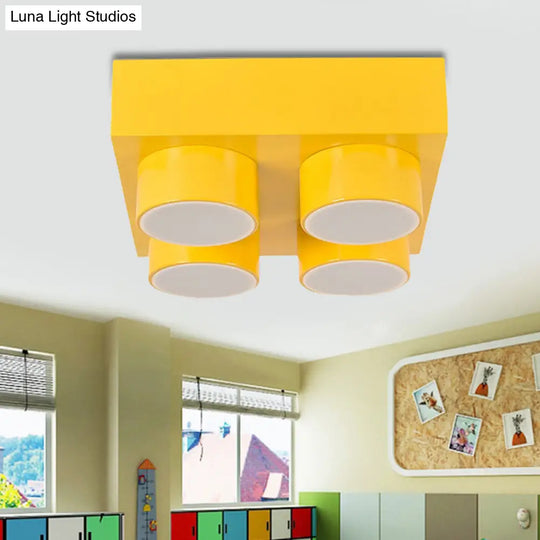 Rectangular Multi-Head Metal Ceiling Lamp For Modern Kitchen Flush Mount