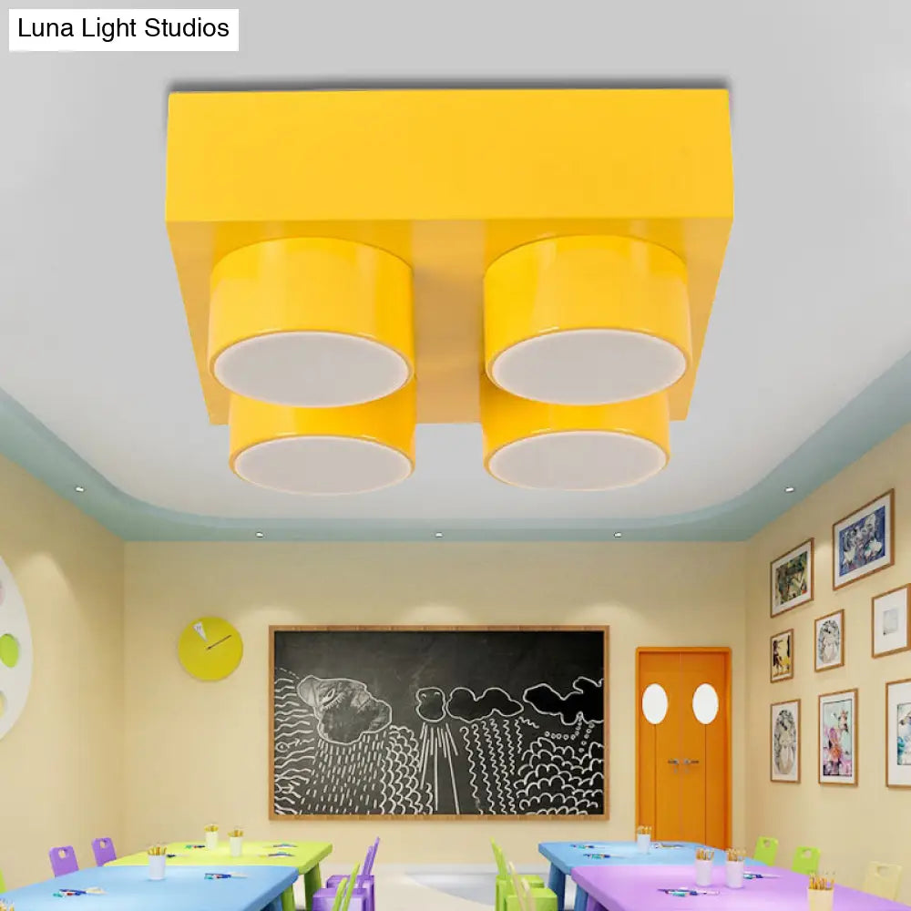 Rectangular Multi-Head Metal Ceiling Lamp For Modern Kitchen Flush Mount