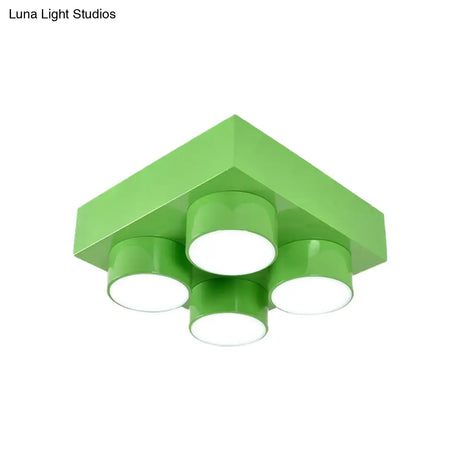 Rectangular Multi-Head Metal Ceiling Lamp For Modern Kitchen Flush Mount