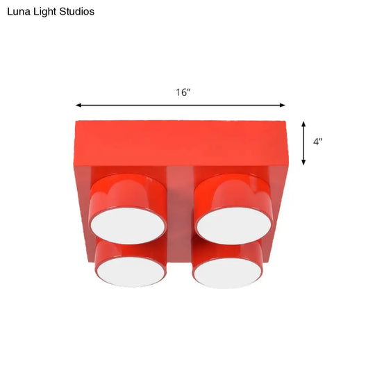 Rectangular Multi-Head Metal Ceiling Lamp For Modern Kitchen Flush Mount