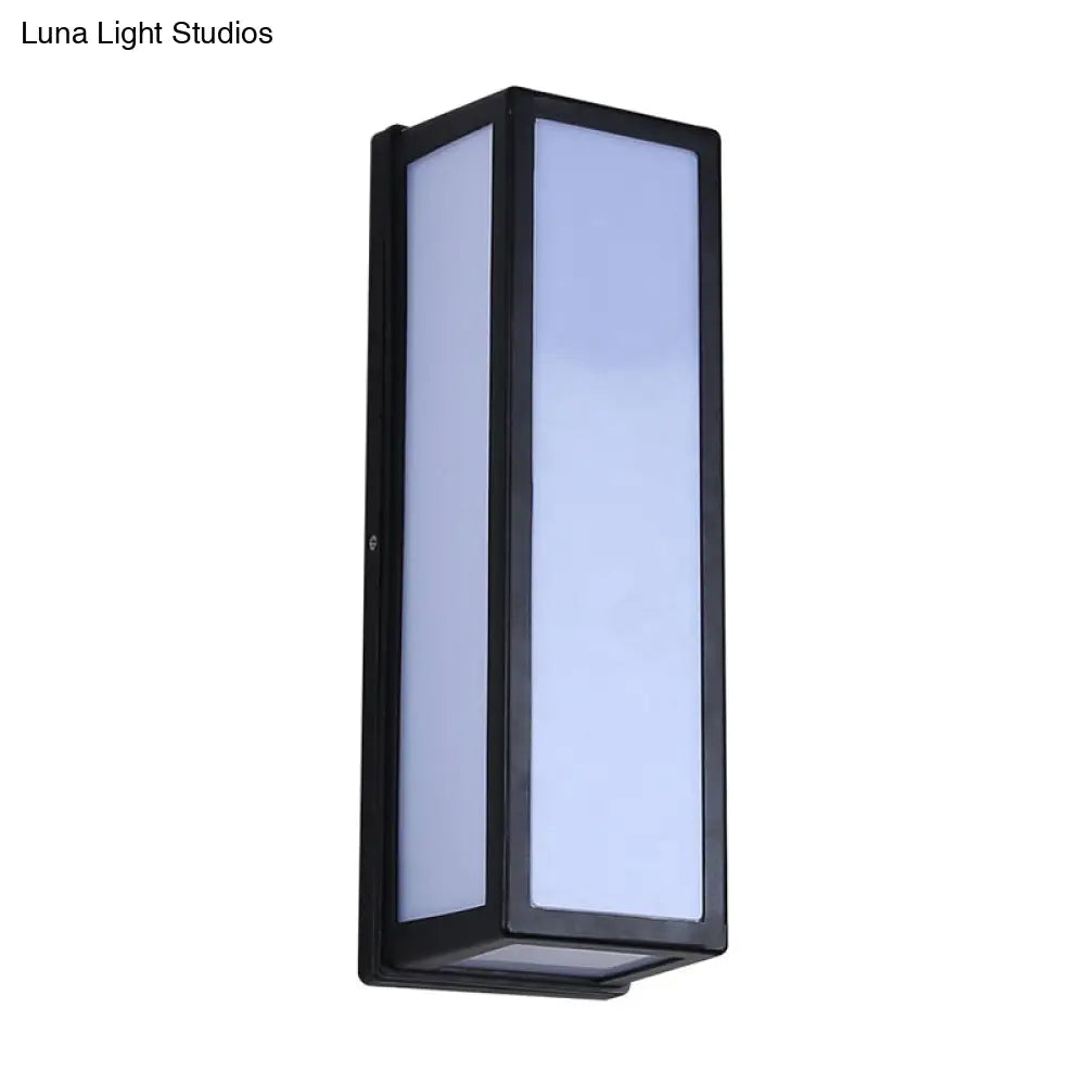 Rectangular Patio Sconce - Plastic Led Wall Light Small/Large Black