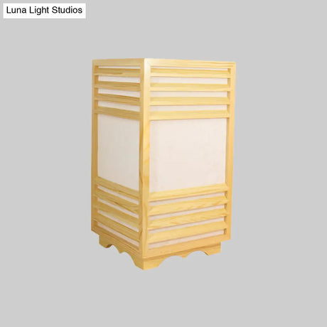 Rectangular Wood Nightstand Lamp In Beige - Ideal Reading Light For Study