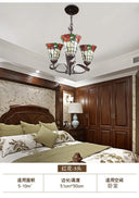 Red Glass Chandelier Pendant Light - Kitchen Ceiling Lamp With Blossom Design (3/5 Lights)