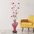 Red Metal Floret Standing Lamp: Led Decorative Floor Light With Crystal Encrusted Detail