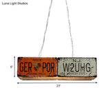Red Metallic Hanging Lamp: 3-Light Rectangle Island Ceiling Light For Dining Room
