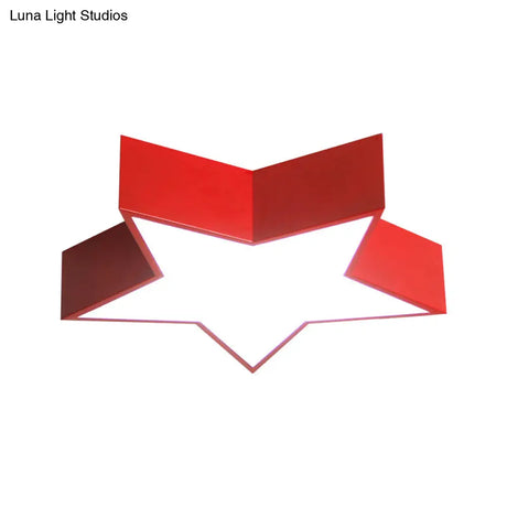 Red Pentastar Led Flush Ceiling Light - Minimalist Acrylic Mount For Meeting Room