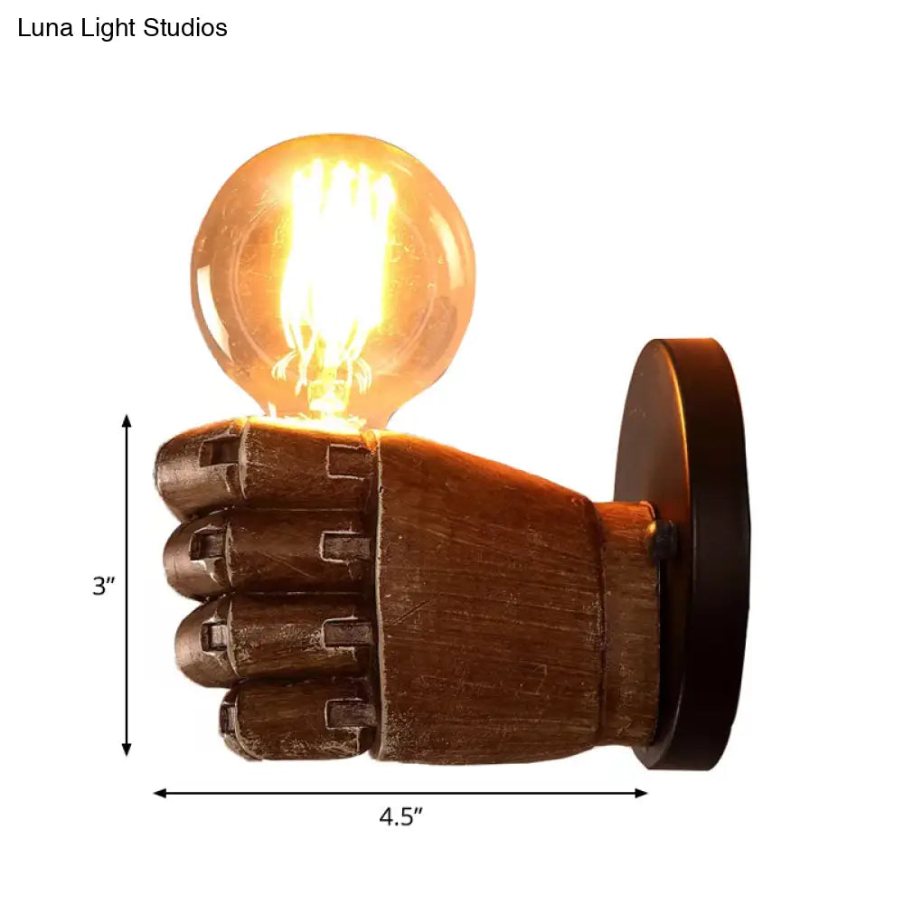 Resin 1-Bulb Wall Sconce Decor - Elegant Left/Right Hand Brown Light For Corridor