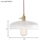 Retro 1-Light Clear Glass Brass Pendant Lamp For Living Room