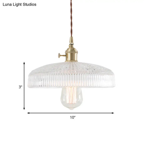 Retro 1-Light Clear Glass Brass Pendant Lamp For Living Room